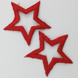 Iron on Red Stars Patches Celestial themed patch Star Outline Design Motif Star Symbol Embroidered Appliques for Decorative Accents #611