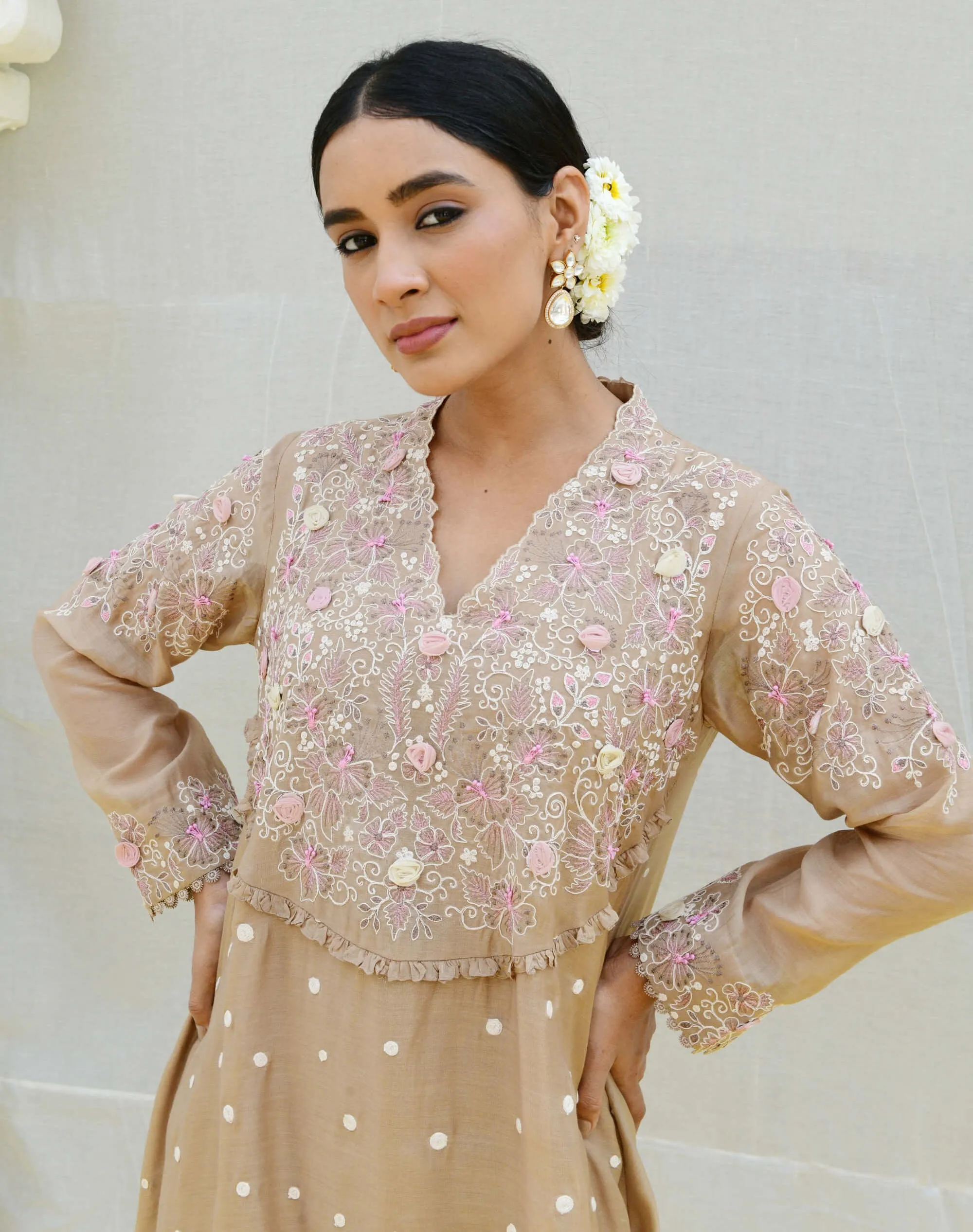 Ivory reef frockstyle kurta and pants