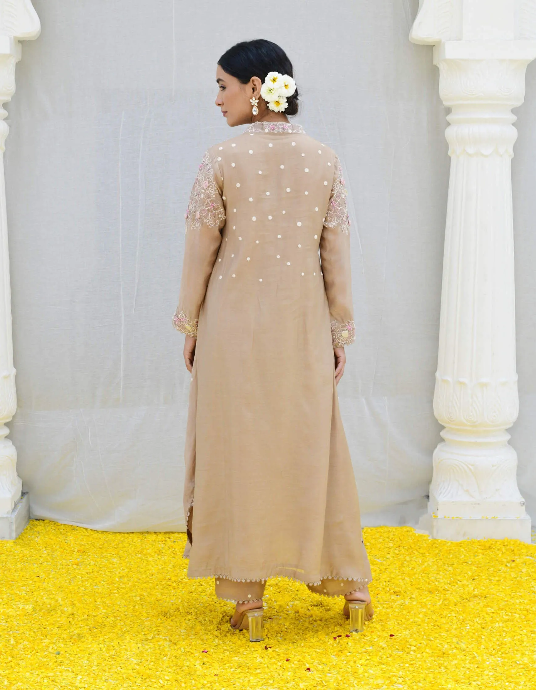 Ivory reef frockstyle kurta and pants