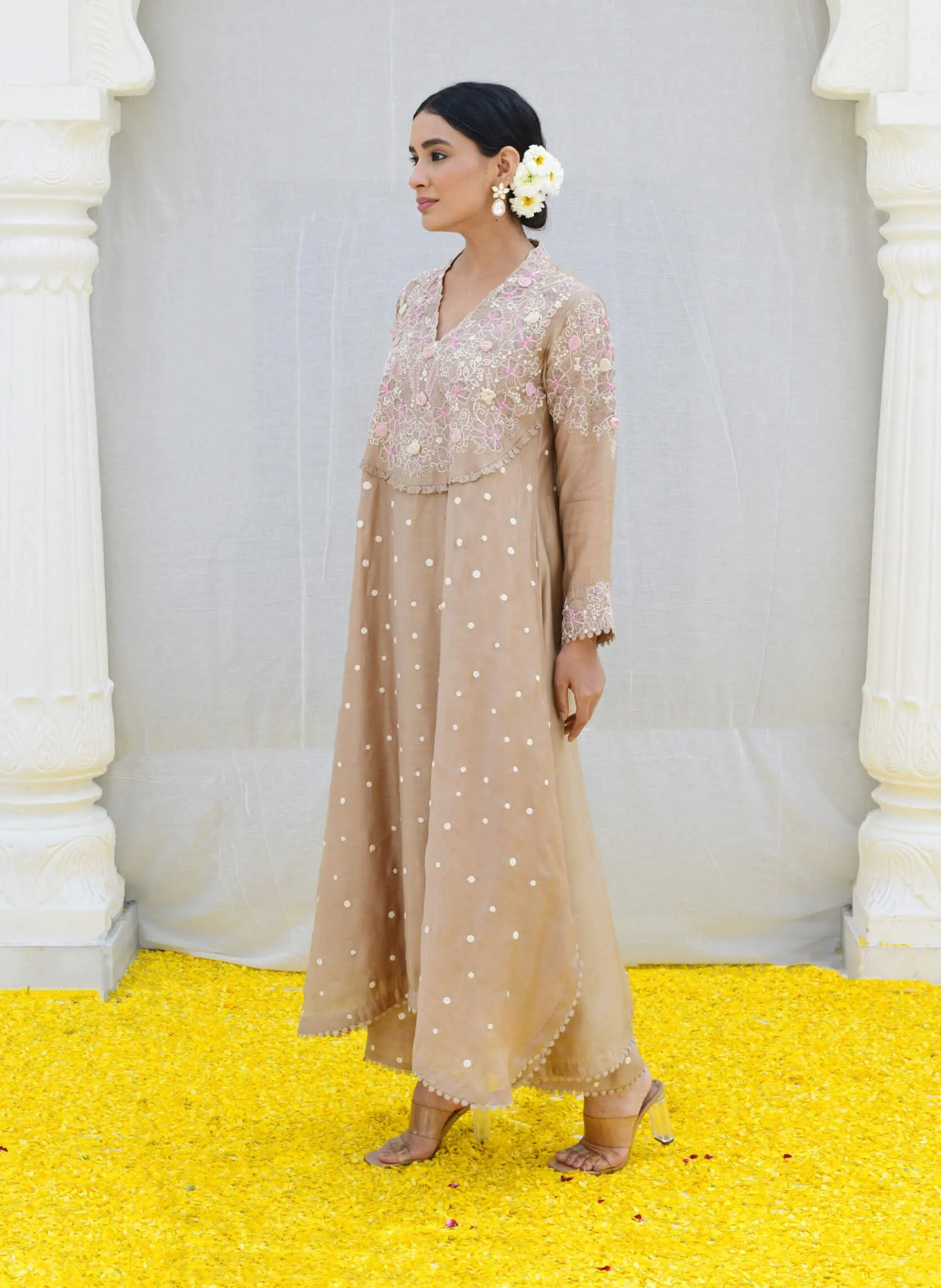 Ivory reef frockstyle kurta and pants