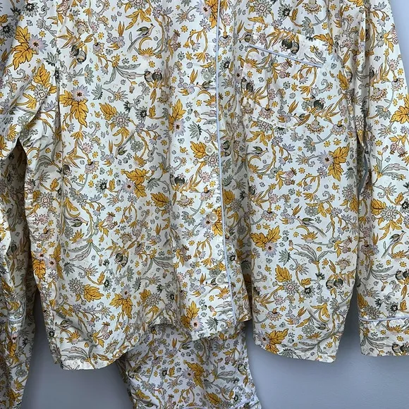 J. Crew Long Sleeve Cotton Poplin Pajama Set in Sunny Blooms Size 3X Pockets