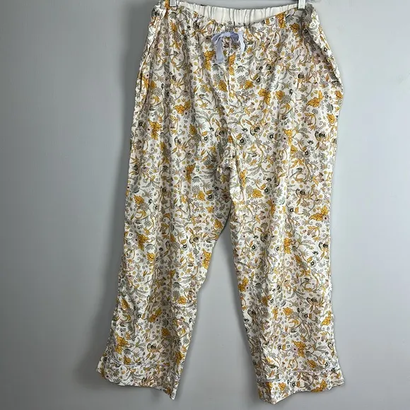 J. Crew Long Sleeve Cotton Poplin Pajama Set in Sunny Blooms Size 3X Pockets