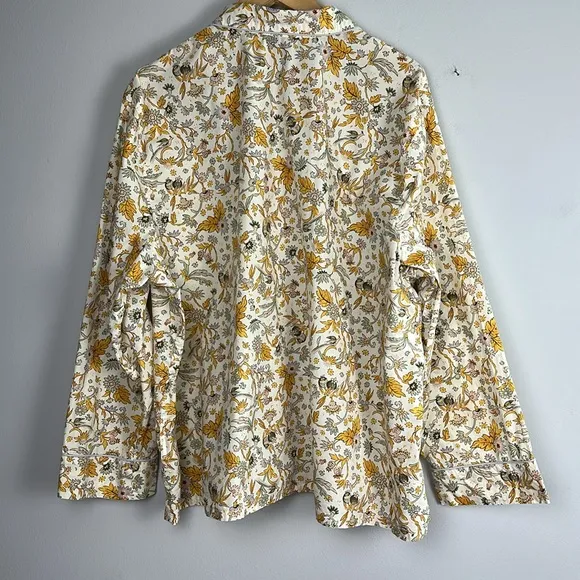 J. Crew Long Sleeve Cotton Poplin Pajama Set in Sunny Blooms Size 3X Pockets