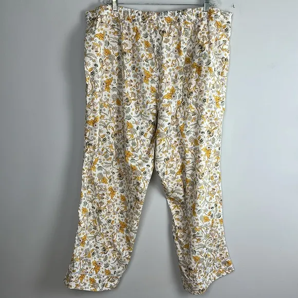 J. Crew Long Sleeve Cotton Poplin Pajama Set in Sunny Blooms Size 3X Pockets