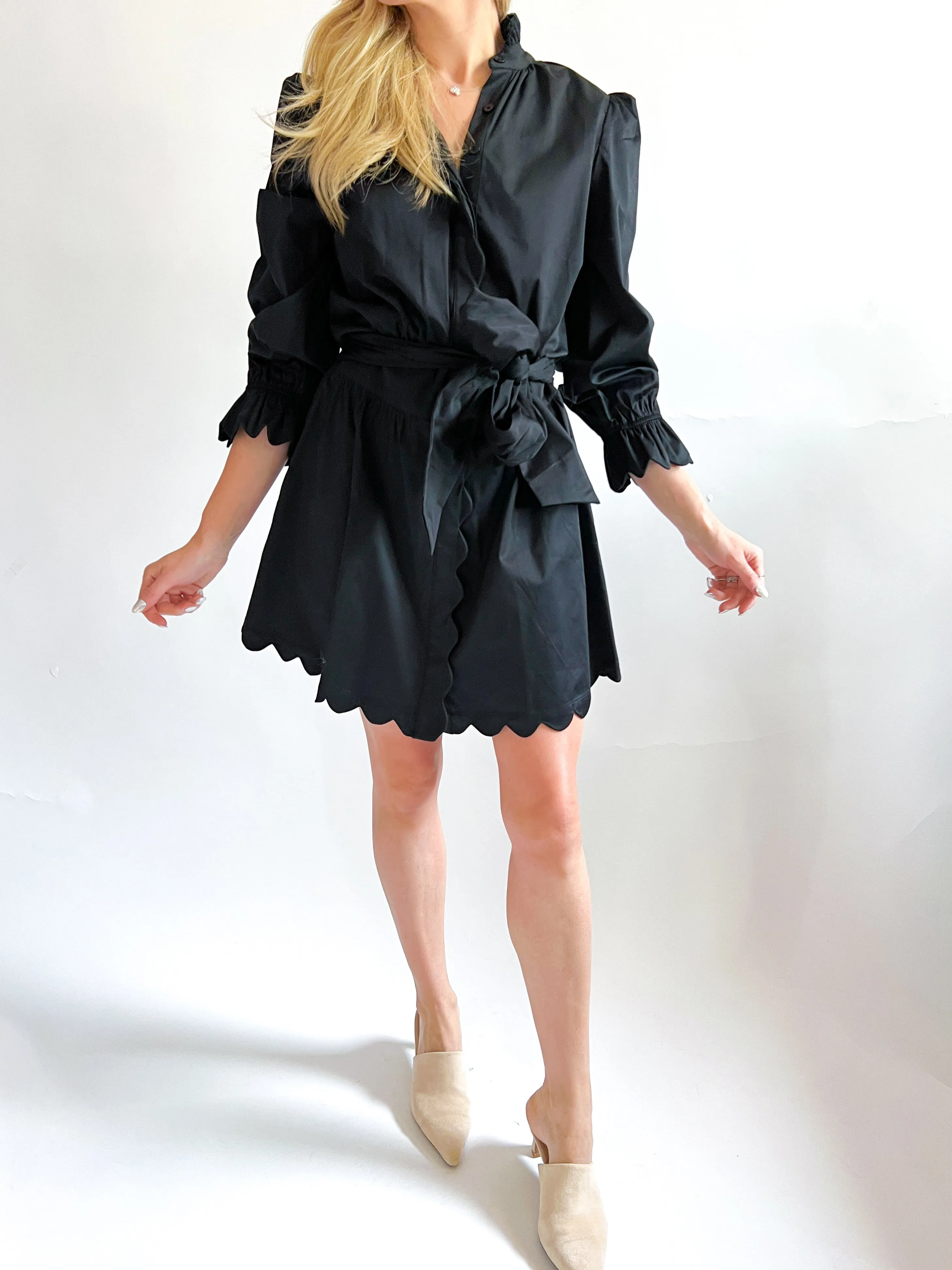 Jenna Satin Scallop Mini Dress