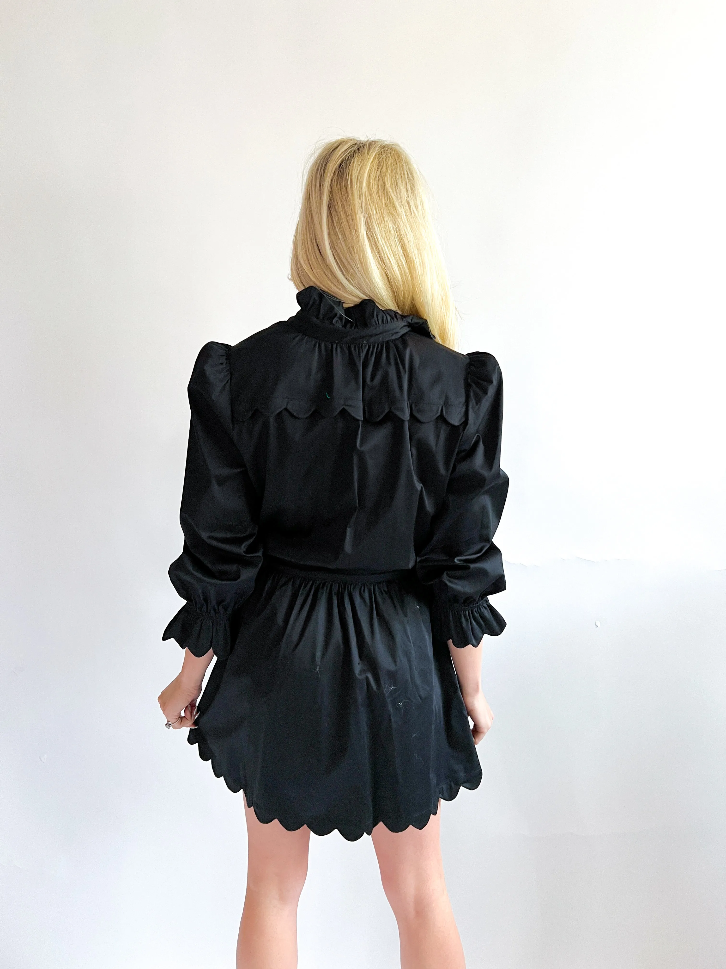 Jenna Satin Scallop Mini Dress