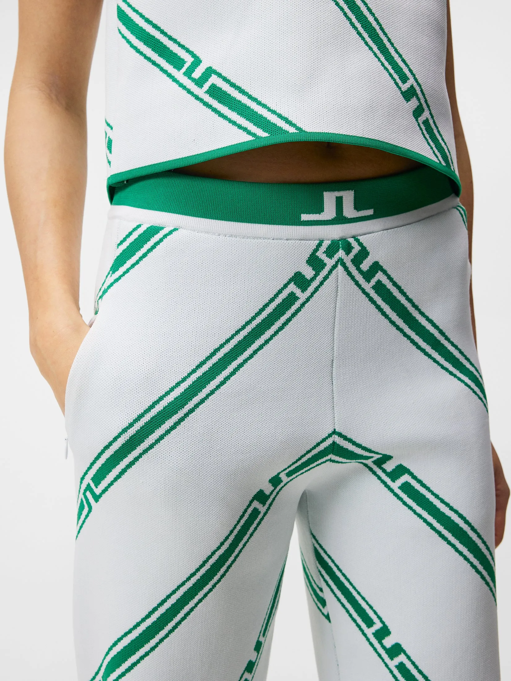 J.Lindeberg Womens Emmie Knitted Pant - GREEN BIAS STRIPE