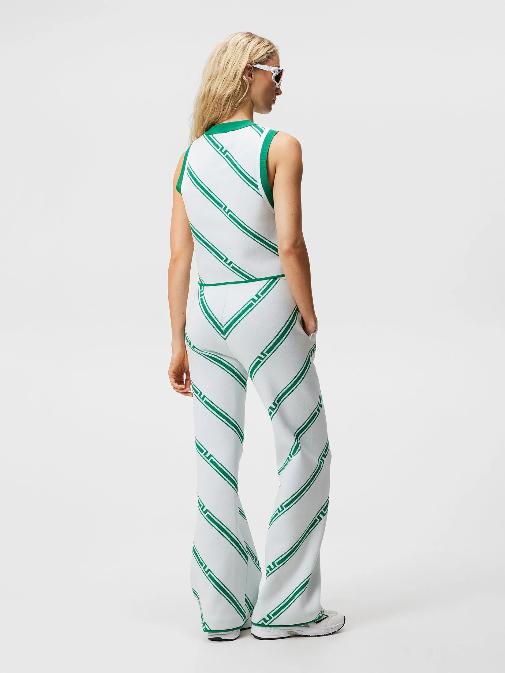 J.Lindeberg Womens Emmie Knitted Pant - GREEN BIAS STRIPE