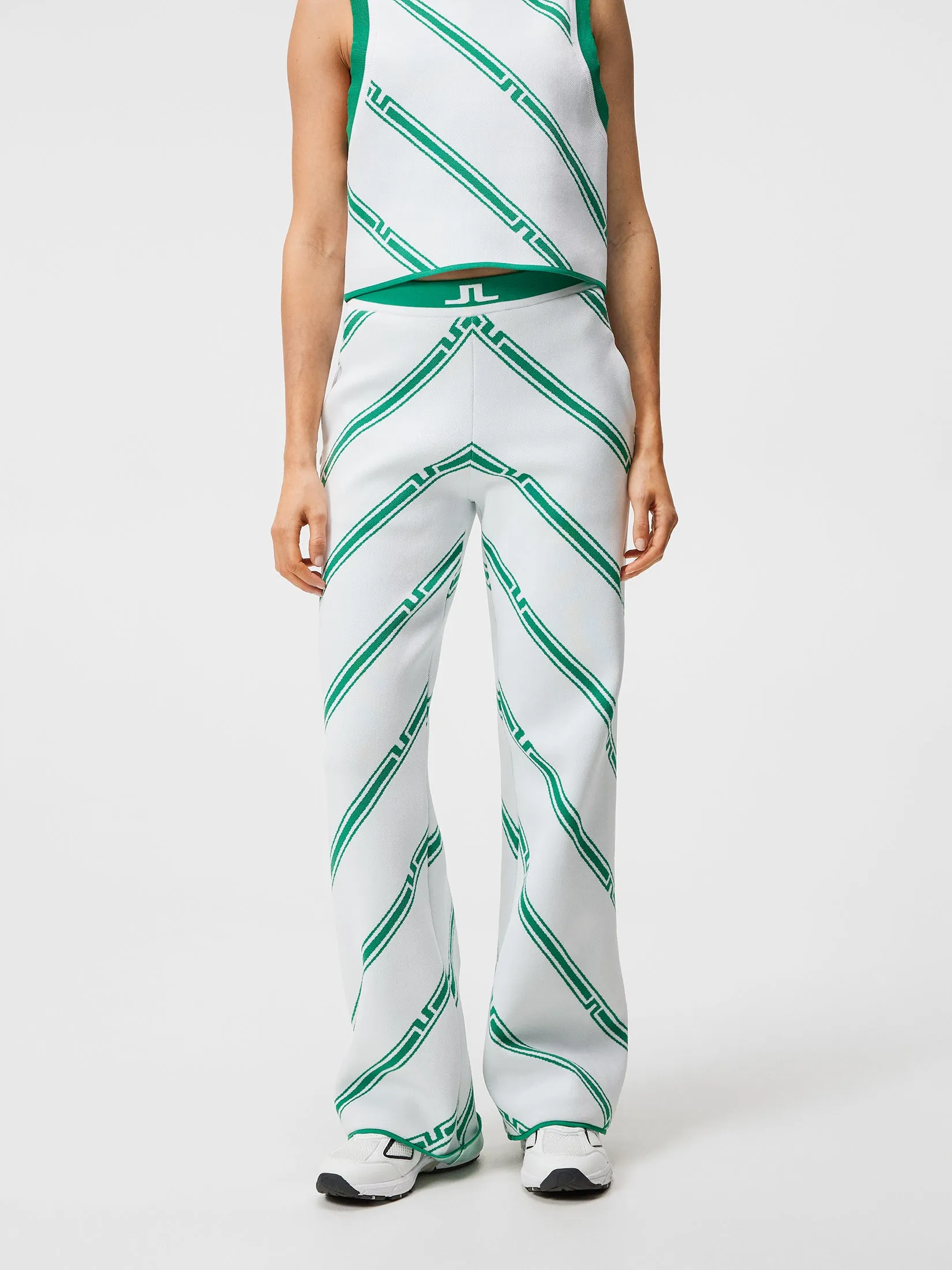 J.Lindeberg Womens Emmie Knitted Pant - GREEN BIAS STRIPE