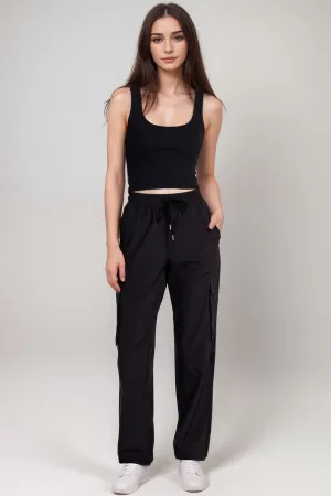 Johnny Was Bee Active Black Cargo Straight Leg Track Pant A7424-O