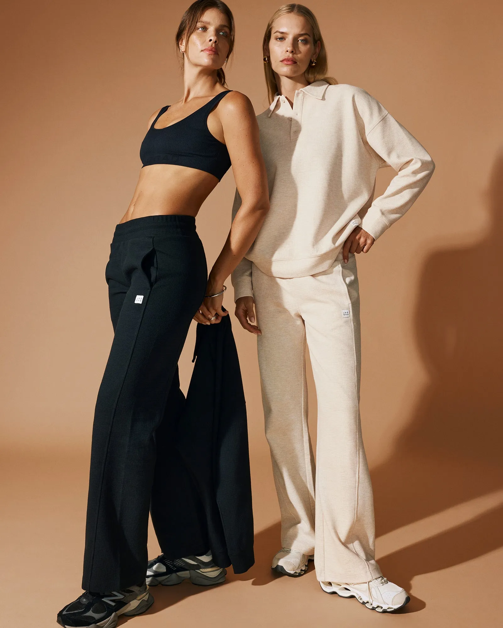 KEPLER WIDE LEG WAFFLE PANT BLACK