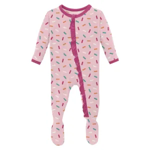 KicKee Pants Lotus Sprinkles Classic Ruffle Footie with 2 Way Zipper