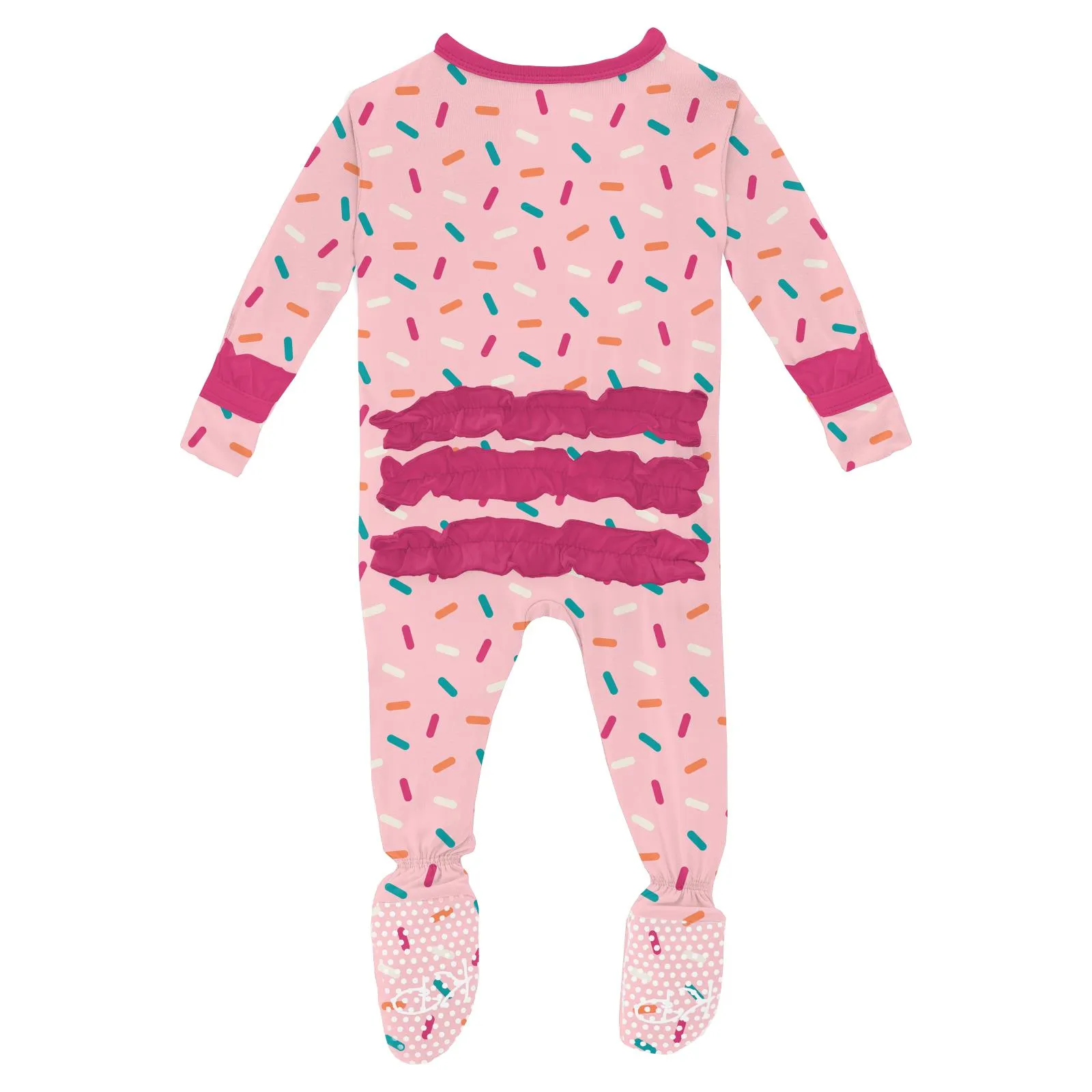 KicKee Pants Lotus Sprinkles Classic Ruffle Footie with 2 Way Zipper