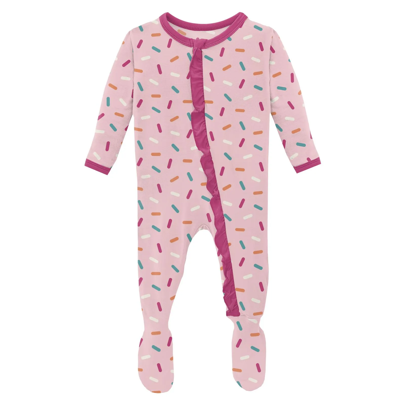 KicKee Pants Lotus Sprinkles Classic Ruffle Footie with 2 Way Zipper