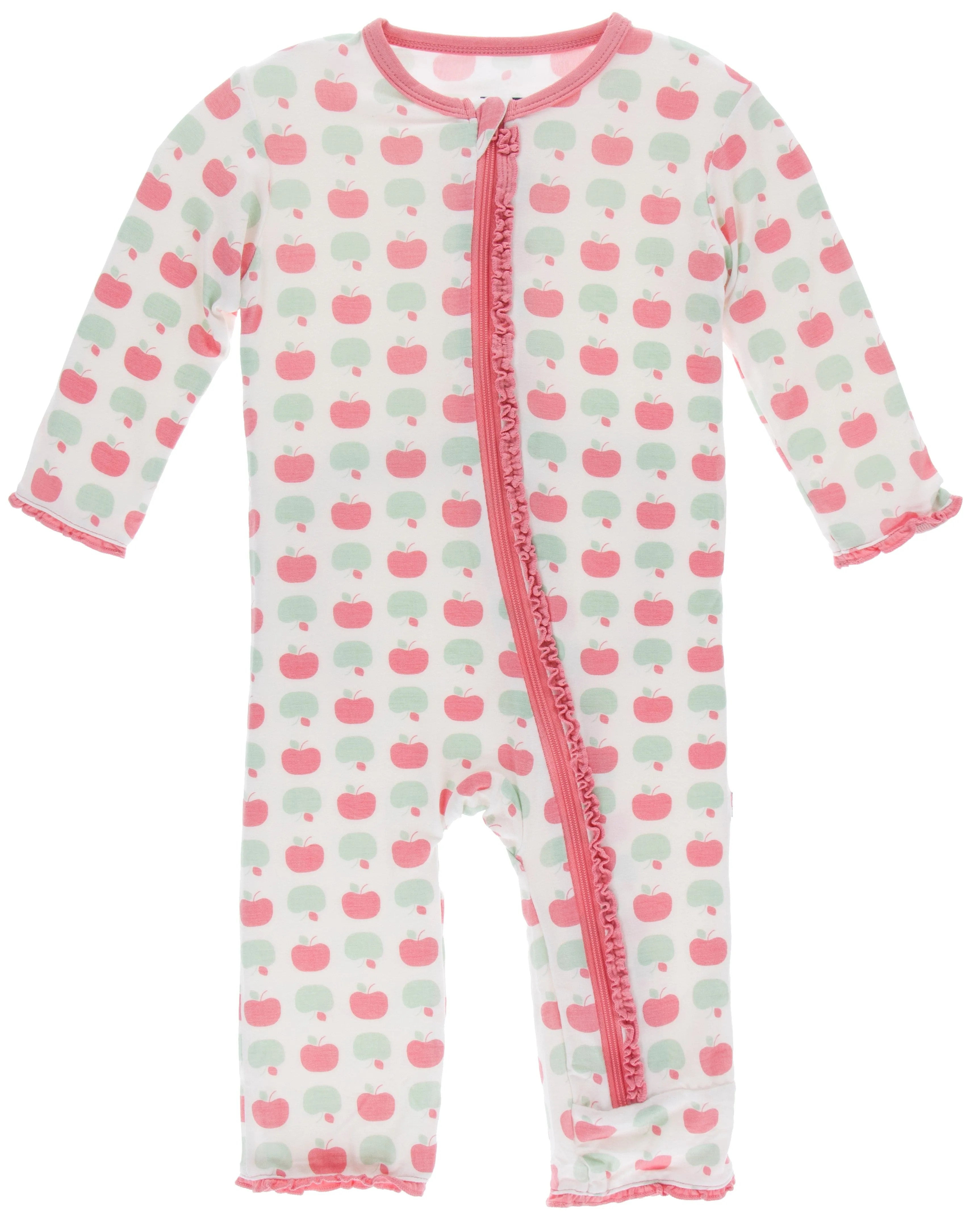 KicKee Pants Natural Apples Muffin Ruffle Coverall with Zipper