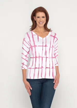 Knotted Pink (7897) ~ Signature 3/4 Sleeve V-Neck Top