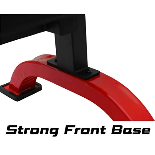Kobo EB-1011 Imported Steel Heavy Duty Exercise Flat Bench for Home Gym (Black, Red)