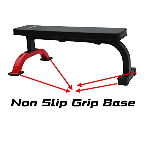 Kobo EB-1011 Imported Steel Heavy Duty Exercise Flat Bench for Home Gym (Black, Red)