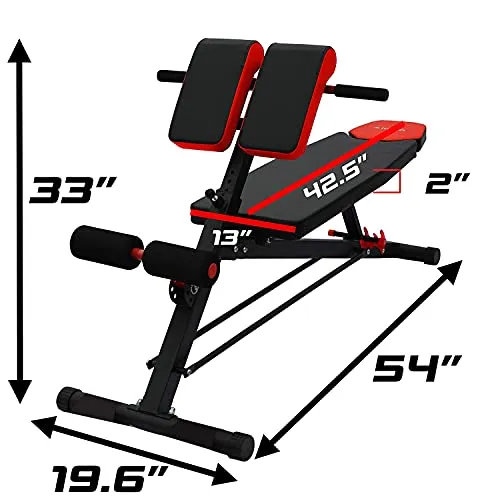 Kobo EB-1013 Steel Multi Function Imported 10 Exercises Adjustable Dumbbell Bench with Preacher Curl for Home Gym (Black/Red)