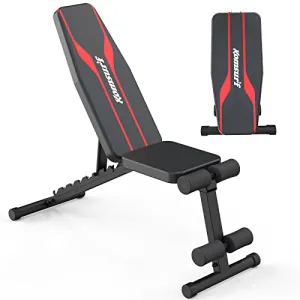 KOMSURF Weight Bench, Adjustable Workout Bench, Exercise Bench Press for Home Gym, Foldable Equipment Body Gym System, Strength Training Bench for Full Body Workout