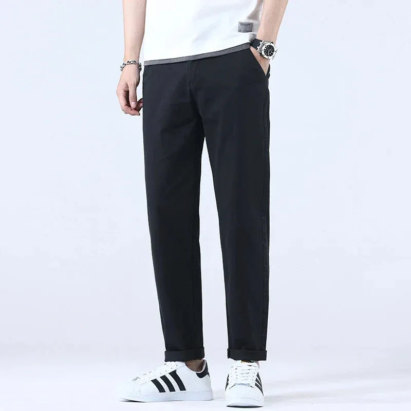 Leisure Pants for Men's Pure Cotton Elastic Waist Lightweight Business Elastic Versatile