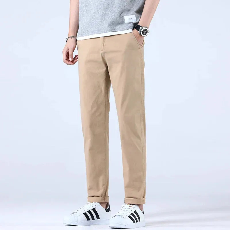 Leisure Pants for Men's Pure Cotton Elastic Waist Lightweight Business Elastic Versatile