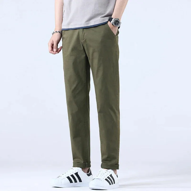 Leisure Pants for Men's Pure Cotton Elastic Waist Lightweight Business Elastic Versatile