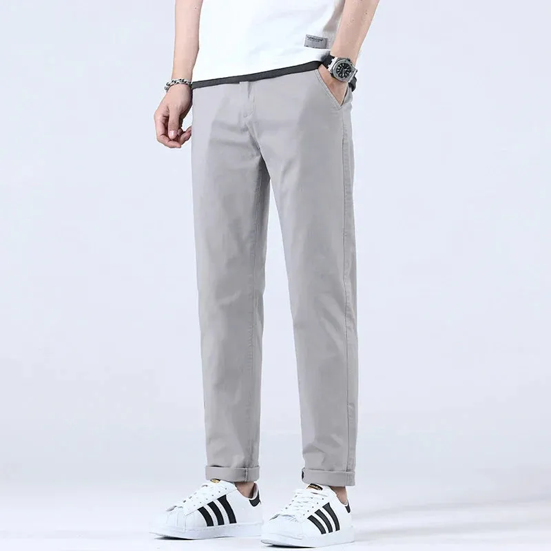 Leisure Pants for Men's Pure Cotton Elastic Waist Lightweight Business Elastic Versatile