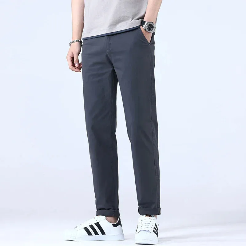 Leisure Pants for Men's Pure Cotton Elastic Waist Lightweight Business Elastic Versatile