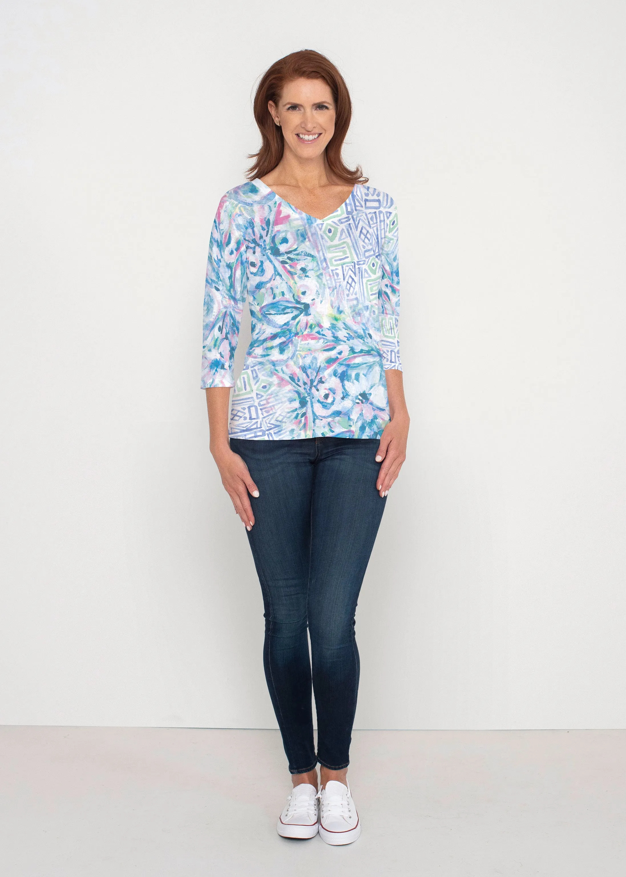 Lilly (17234) ~ Signature 3/4 Sleeve V-Neck Top