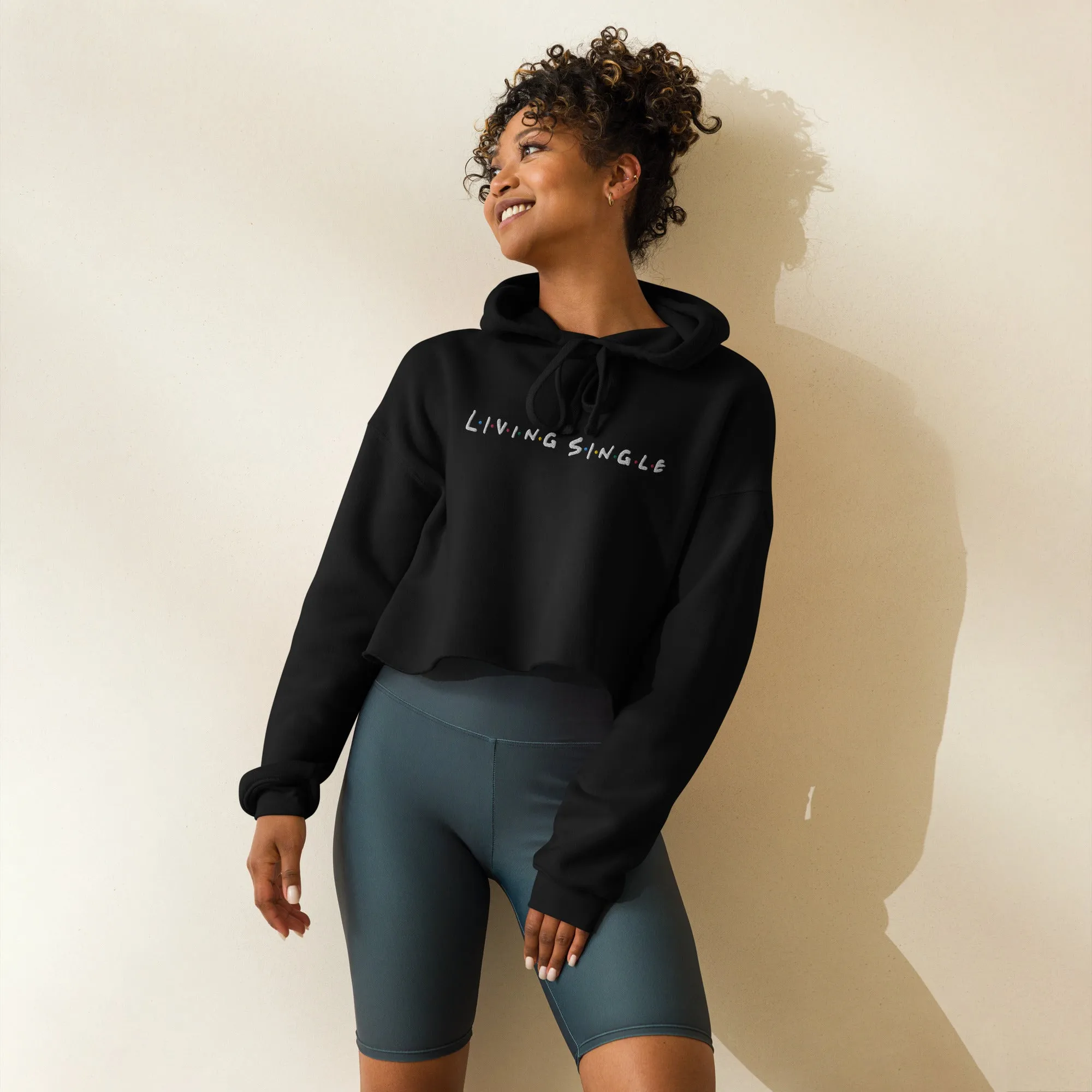 Living Single Embroidered Crop Hoodie