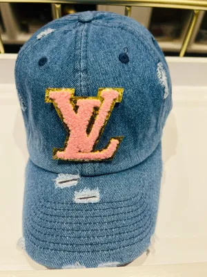 {LV2} Designer Inspired Dad Hat - Medium Blue Denim