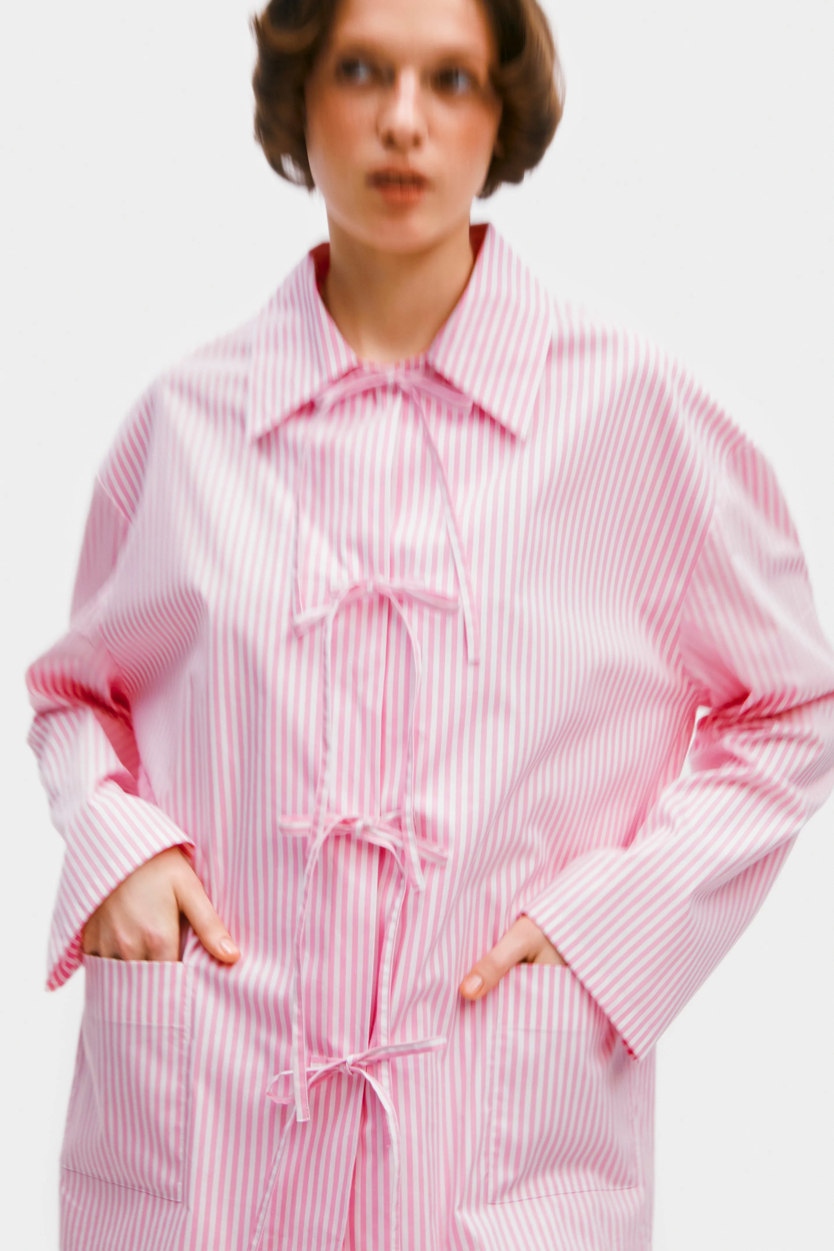 Lyra Cotton-Poplin Pyjama Set in Pink Stripes