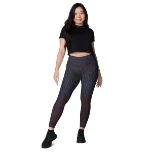 Maori Black Yoga Pants, Flat Front Athletic Leggings with Pockets