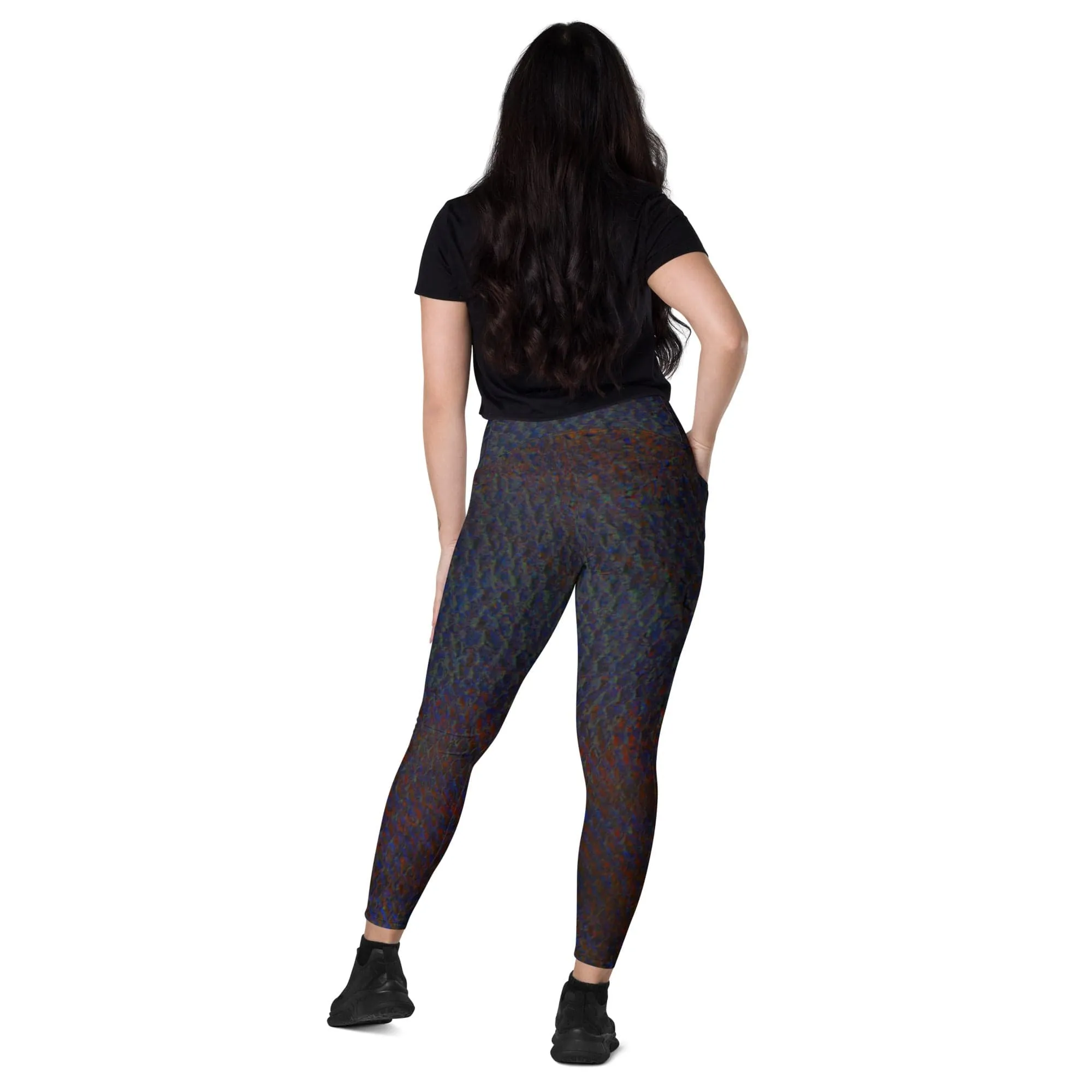 Maori Black Yoga Pants, Flat Front Athletic Leggings with Pockets