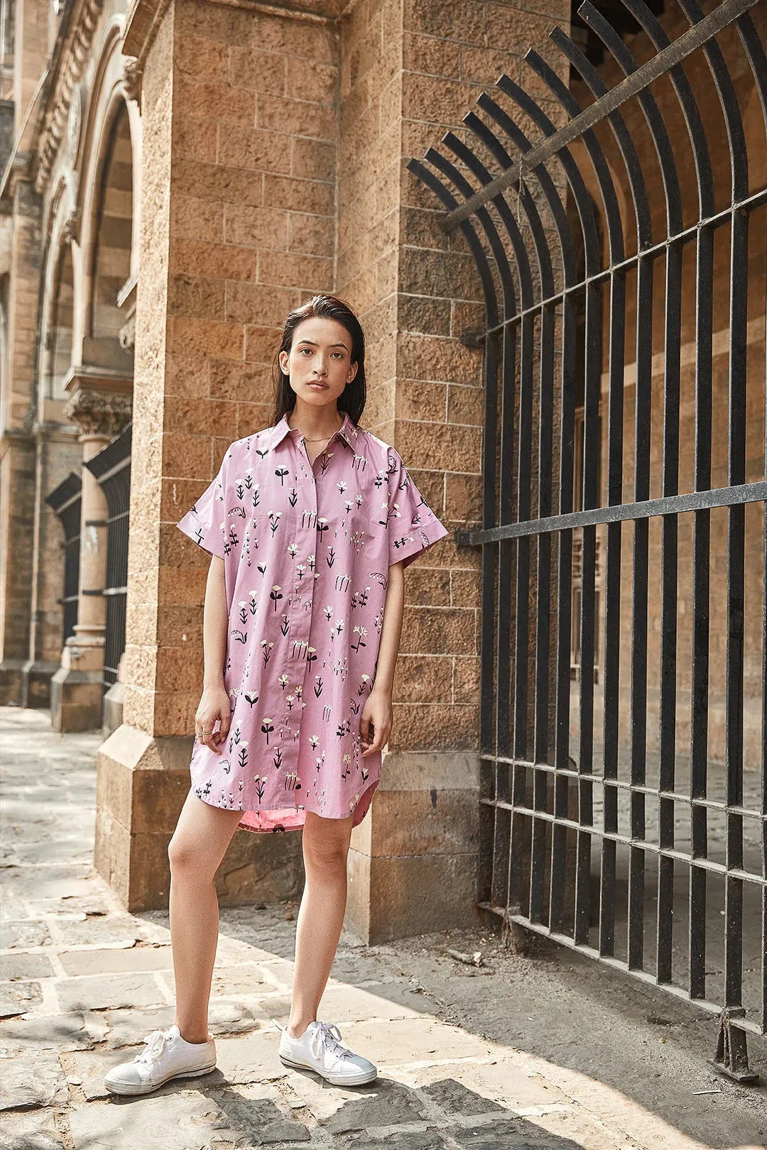 Mauve Blossom Shirt Dress