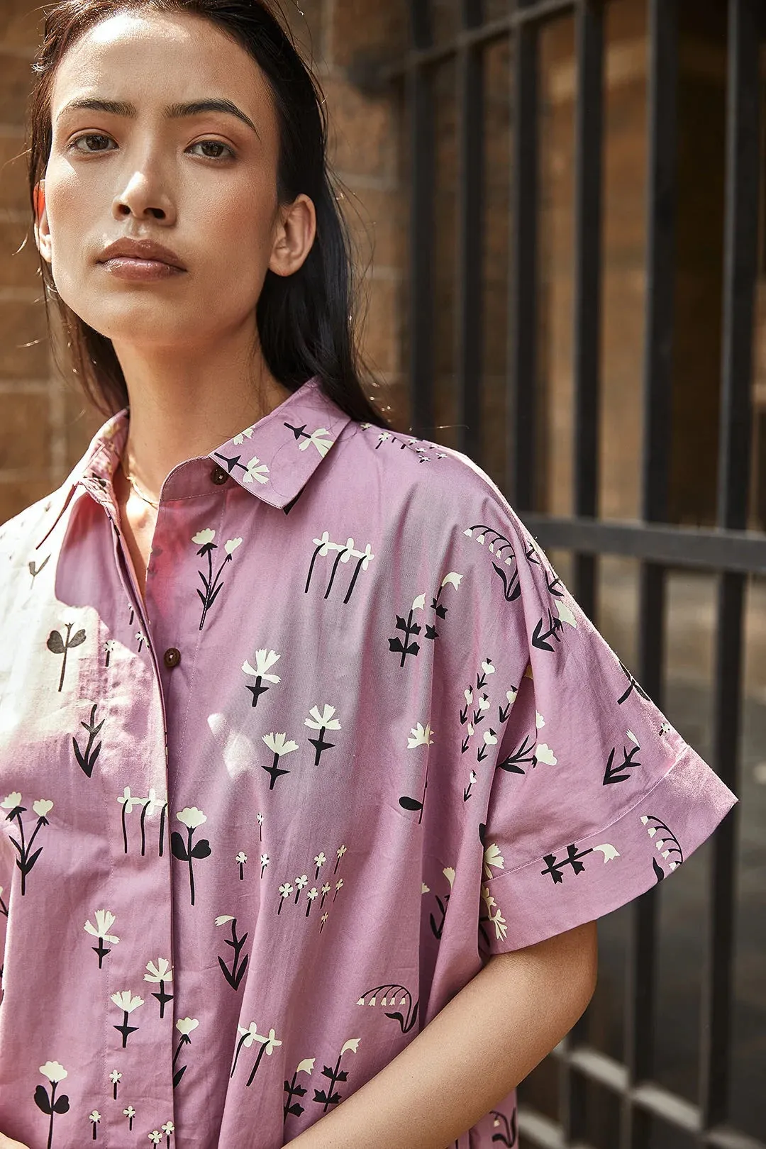 Mauve Blossom Shirt Dress