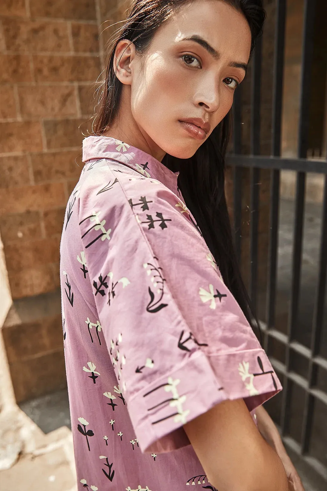 Mauve Blossom Shirt Dress