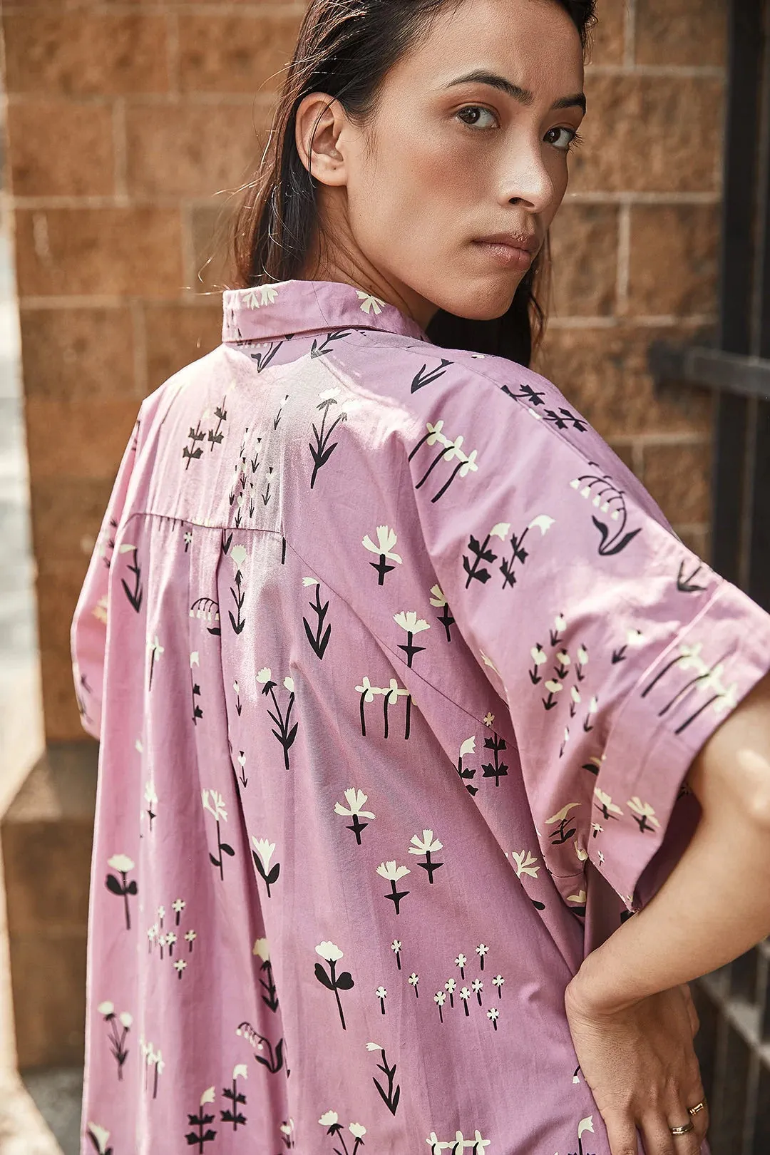 Mauve Blossom Shirt Dress