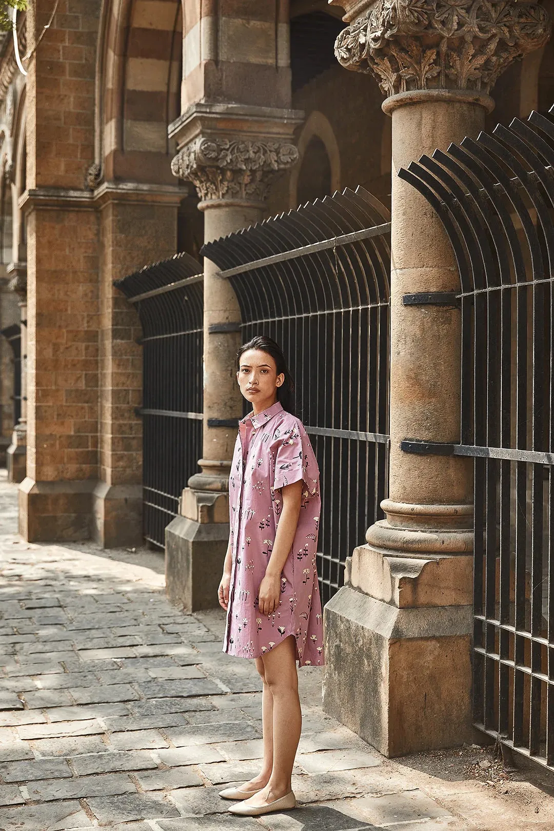 Mauve Blossom Shirt Dress