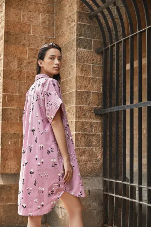 Mauve Blossom Shirt Dress