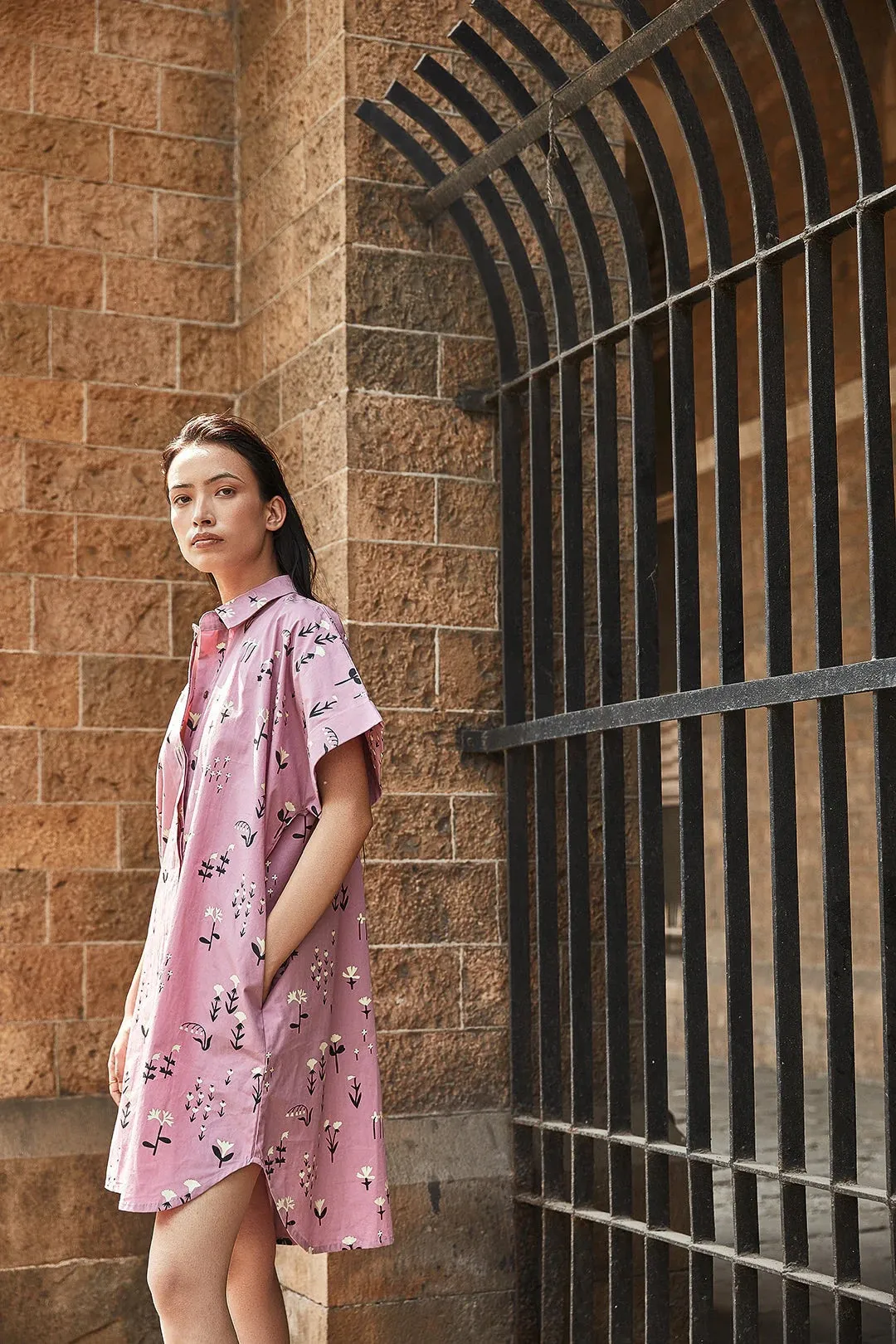Mauve Blossom Shirt Dress