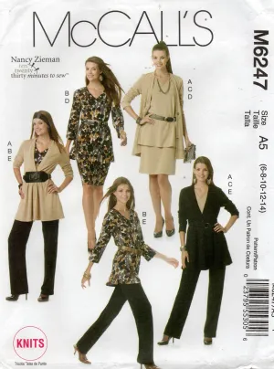 McCall's M6247 NANCY ZIEMAN Womens EASY Stretch Wardrobe Out Of Print Sewing Pattern Sizes 6 - 14 UNCUT Factory Folded
