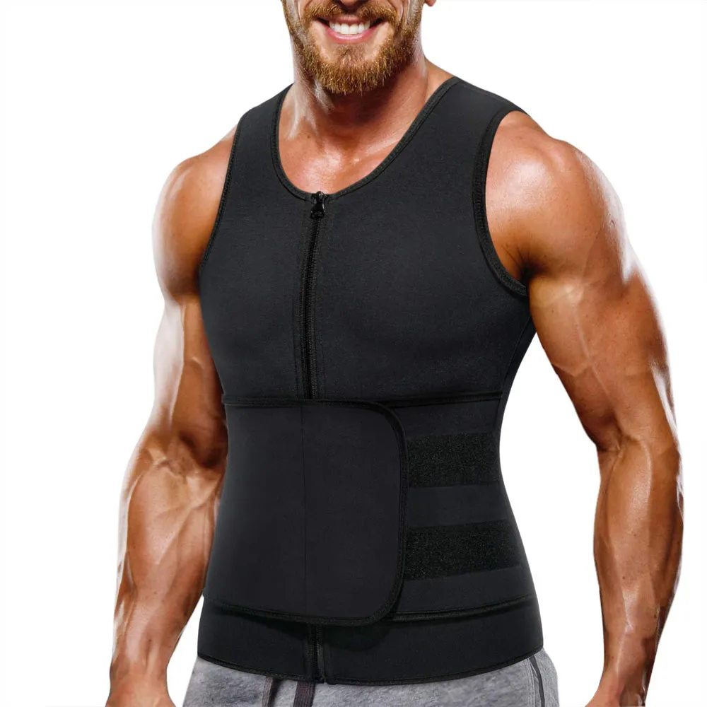 Men Sauna Zipper Tank Top with Adjustable Velcro