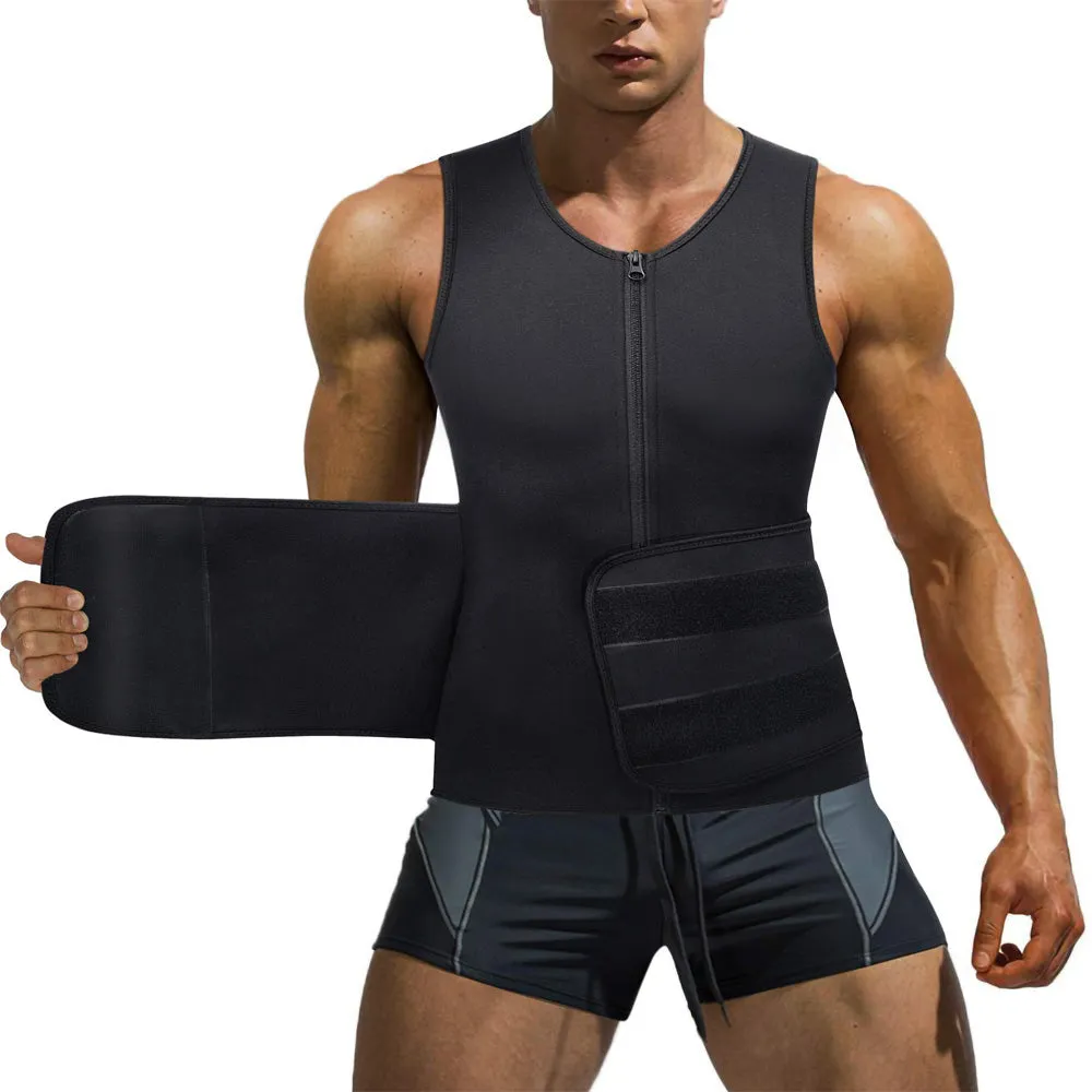 Men Sauna Zipper Tank Top with Adjustable Velcro