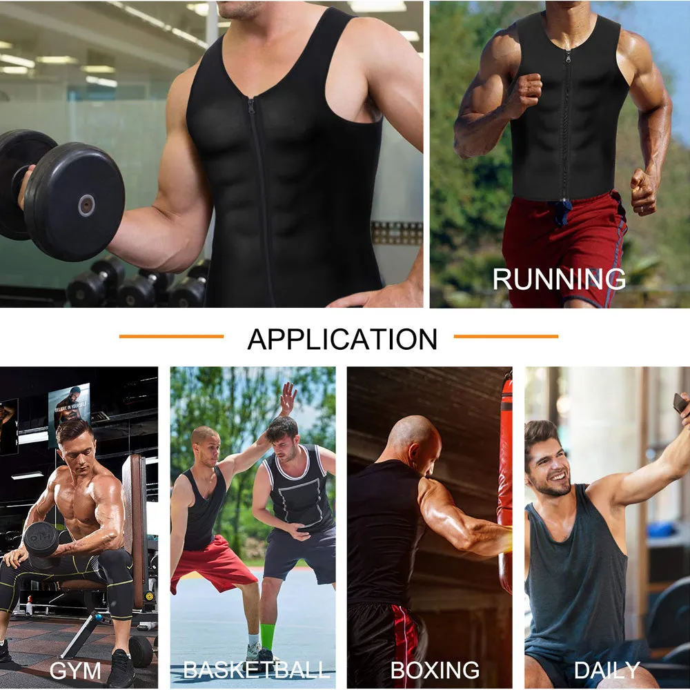 Men Sauna Zipper Tank Top with Adjustable Velcro