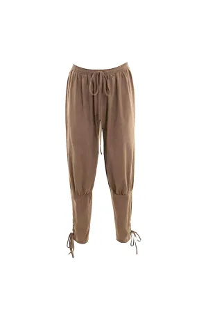Mens Coffee Lace-up Leg Pants