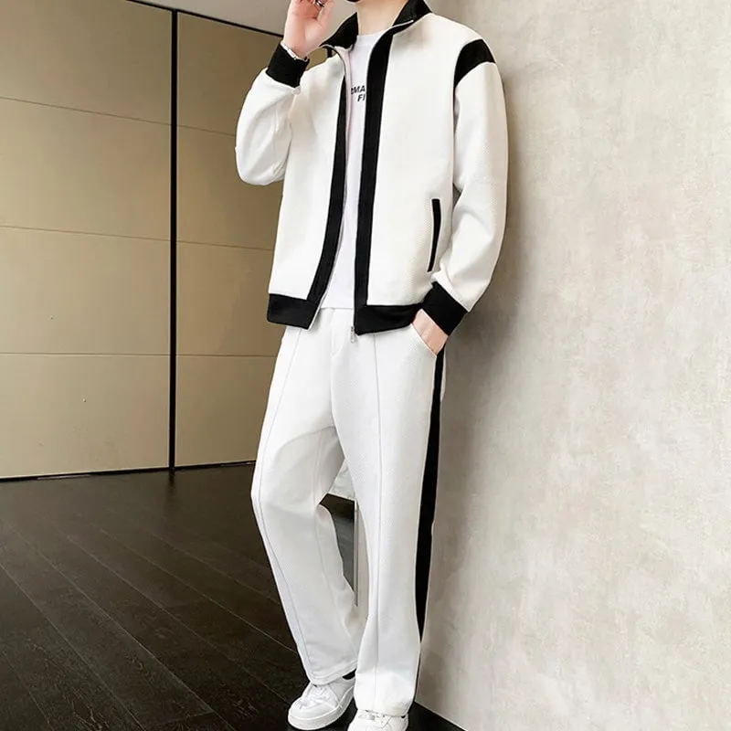 Men's Outfit Casual 2 Piece Contrast Sports Jogging Tracksuits Set