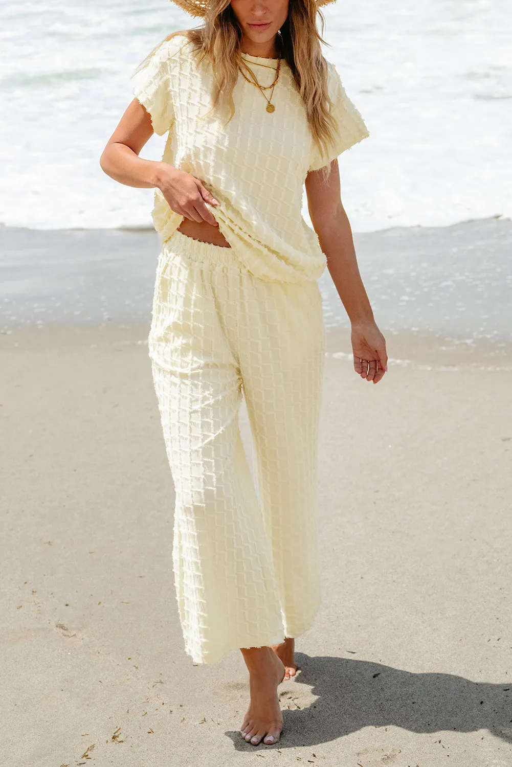 Metallic Lattice Casual Two Piece Set
