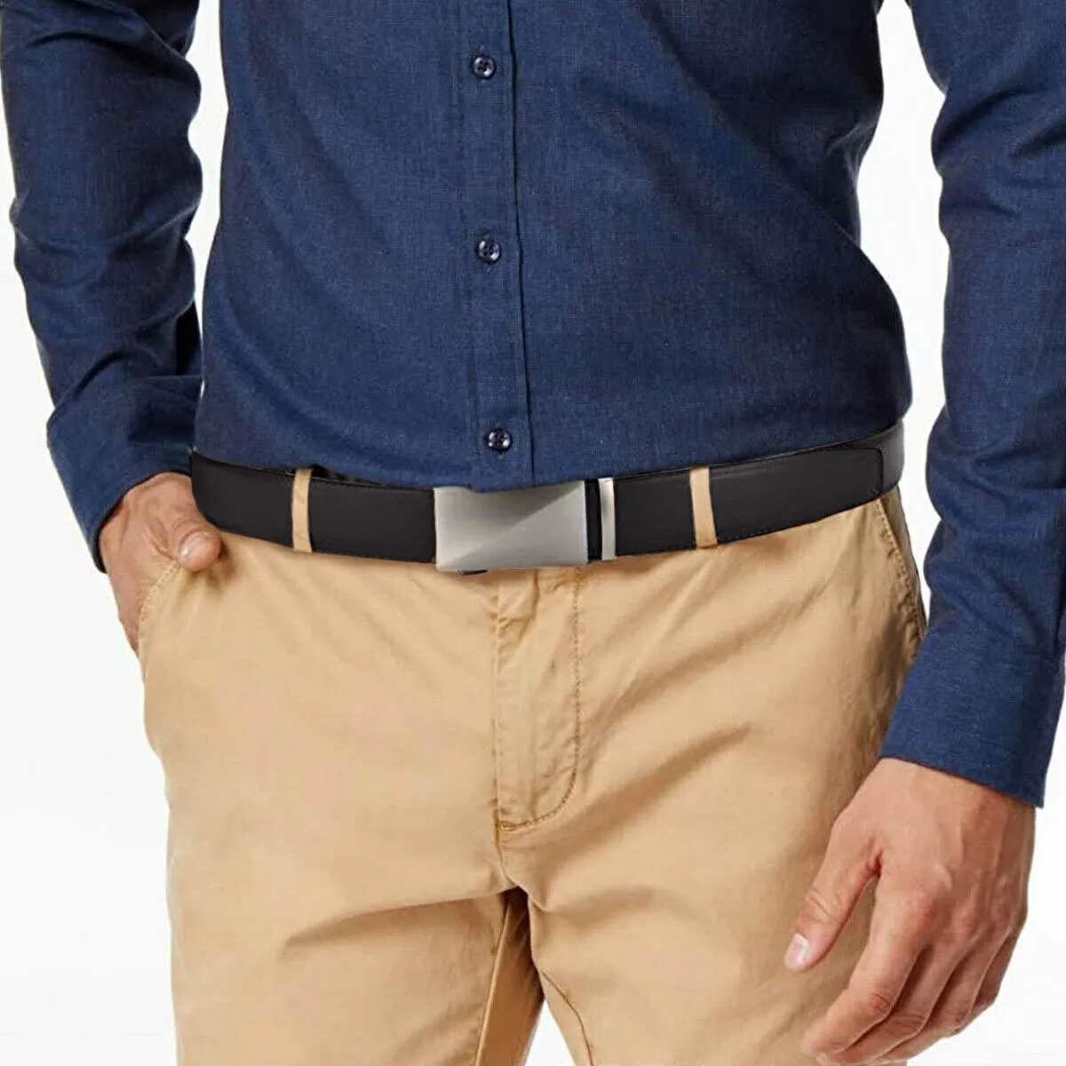 Microfiber Leather Mens Ratchet Belt, Belts For Men Adjustable Automatic Buckle